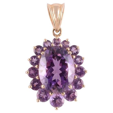 Oval Amethyst Pendant with Amethyst Surround For Sale at 1stDibs