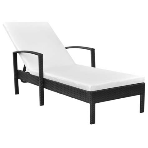 vidaXL Sun Lounger with Cushion Poly Rattan Black, 76.8"x26.8"x20.5" - Kroger