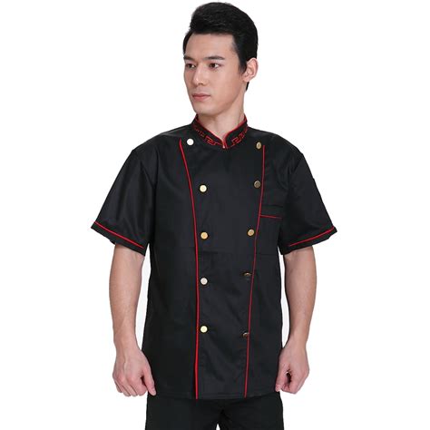 Working Cloth Men Chef Uniform Black Short Sleeved Work Uniforms Hotel ...