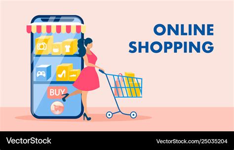 Online shopping e commerce banner concept Vector Image