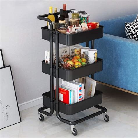 Buy Storage Trolley Cart - 3 Tier Rolling Utility Organizer Rack, Craft ...