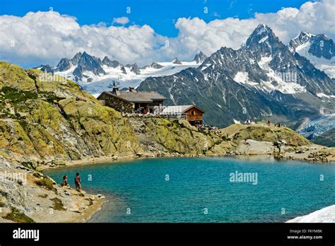 The refuge of lac blanc and the mont blanc hi-res stock photography and images - Alamy