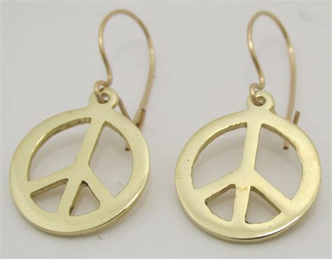 14k Peace Sign Gold Earrings Small - Exquisite Designs Inc.