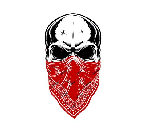 Skull Bandana SVG PNG Graphic Hand Drawn Skull Illustration Sublimation ...