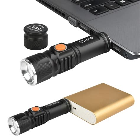 Mini USB flashlight LED rechargeable Built-in battery and waterproof ...