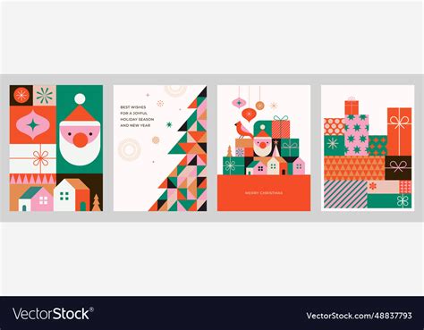 Christmas cards in modern minimalist geometric Vector Image