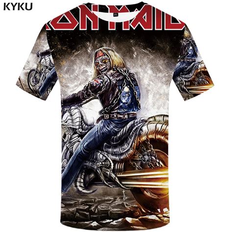 Aliexpress.com : Buy KYKU Band T shirt Men Skull T Shirt Music Punk Rock Clothes Motorcycle 3d ...