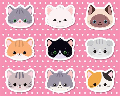 Cute Kawaii Cat Stickers Printable - IMAGESEE