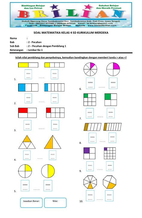 Soal Pecahan Kelas 5 Kurikulum 2013 Latihan Soal Mengenal Pecahan - Riset