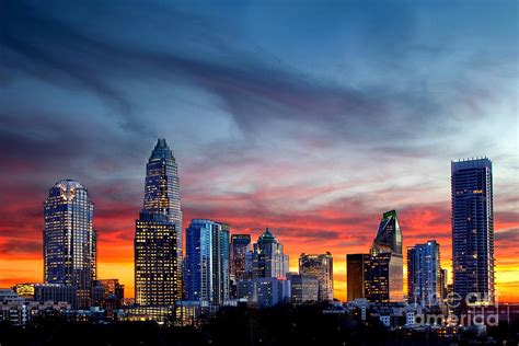 Dramatic Sunset Against Charlotte Skyline Photograph by Patrick Schneider