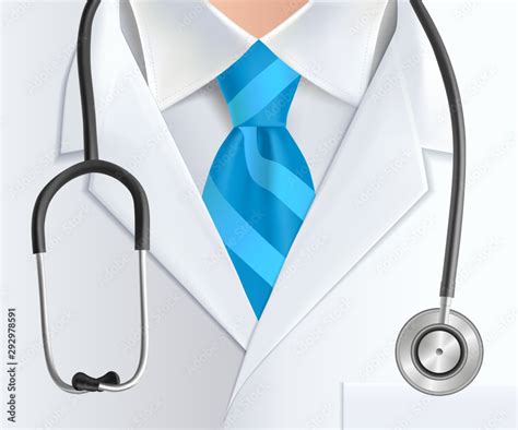 Doctor, stethoscope and blue tie background. Medical health care banner ...