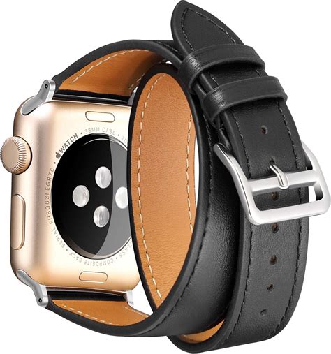 Double Tour Leather Watch Band Compatible with Apple Watch 38mm/40mm ...