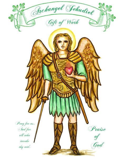 Items similar to Archangel Jehudiel, Praise of God, Gift of Work 11"x14 ...