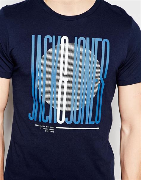 Lyst - Jack & jones T-shirt With Stretched Font Print in Blue for Men