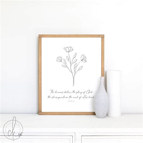 Floral Art the Heavens Declare the Glory of God Scripture Wall Decor ...