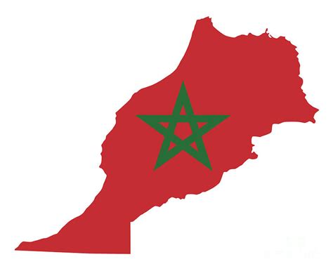 National flag of Morocco in country silhouette Digital Art by Peter Hermes Furian | Pixels