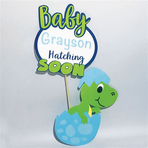 Custom Baby Hatching Soon Baby Shower Dinosaur Card Stock Sign. - Etsy