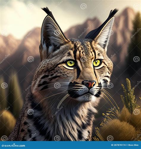 Eurasian Lynx in the Mountains. 3D Illustration Stock Photo - Image of forest, lynx: 287878174