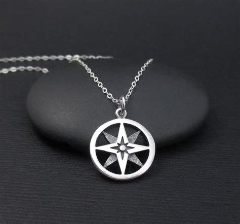 North Star Compass Necklace Sterling Silver North Star