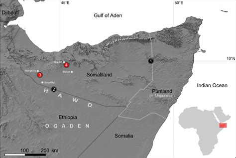 Map of Somaliland and adjoining parts of Ethiopia and Somalia showing... | Download Scientific ...