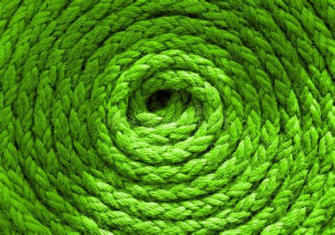 Heavy-duty Bright Green Coiled Ships Rope Looking from Above. Round ...