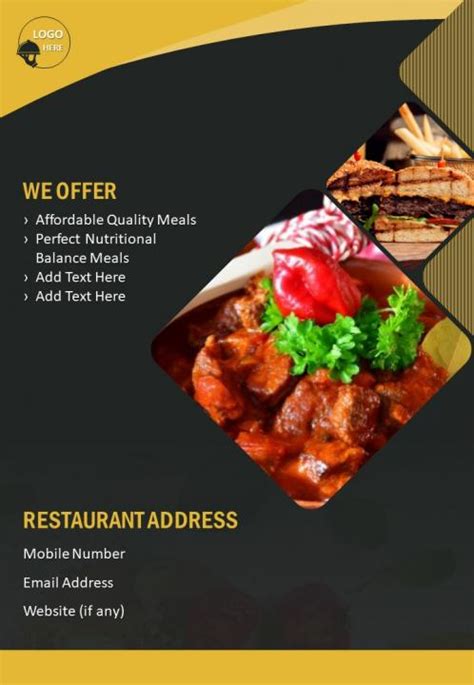 Restaurant Food Menu Four Page Brochure Template | Presentation Graphics | Presentation ...