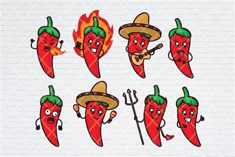 8 Cute Chili Pepper Emoji Bundle