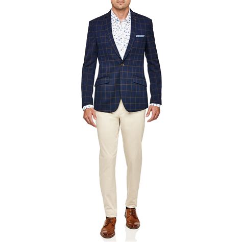 Markham - Blue Windowpane - Soft Tailored Check Suit Jacket | Politix