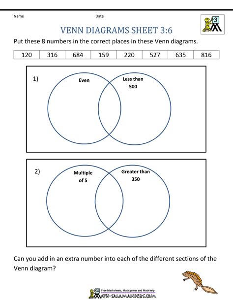 Venn Diagram Worksheets 3rd Grade