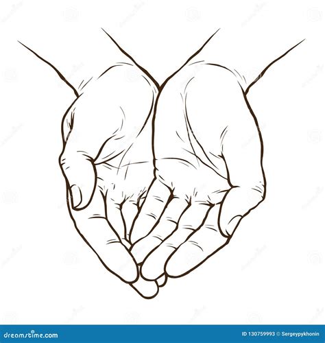 Cupped Hands Drawing Stock Illustrations – 134 Cupped Hands Drawing ...