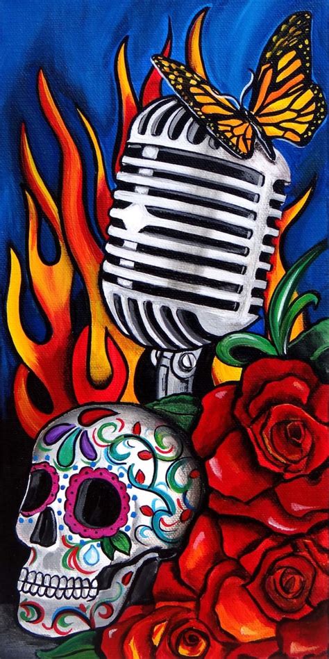 Monarch Music Day of the Dead Art by Melody Smith - Etsy