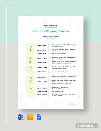 Vacation Planner - 9+ Examples, Google Docs, Google Sheets, Excel, Word ...