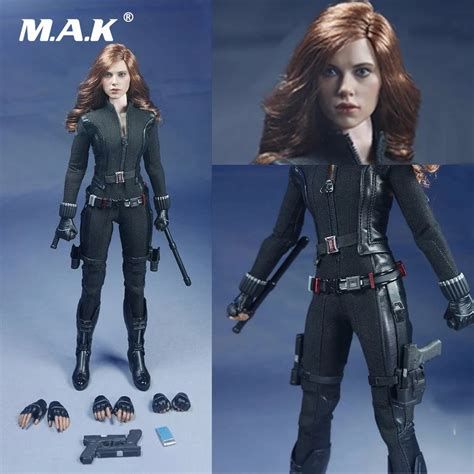 1/6 Scale Female Action Figure Clothing Scarlett Johansson Black Widow Costume Suits with Head ...