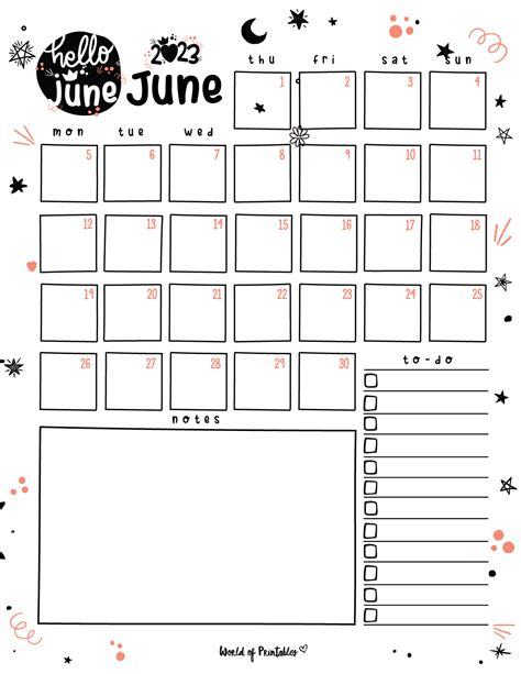 Cute June 2023 Calendar & Planner Set - World of Printables