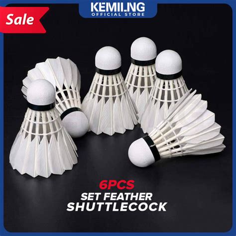 KEMILNG 6pcs Badminton Shuttlecock, Sports Fitness Aerodynamics White Goose Feather Shuttlecock ...