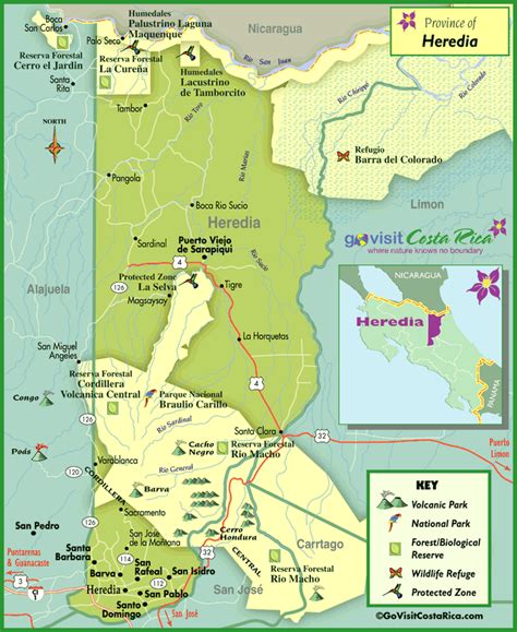 Heredia Region Map, Costa Rica - Go Visit Costa Rica