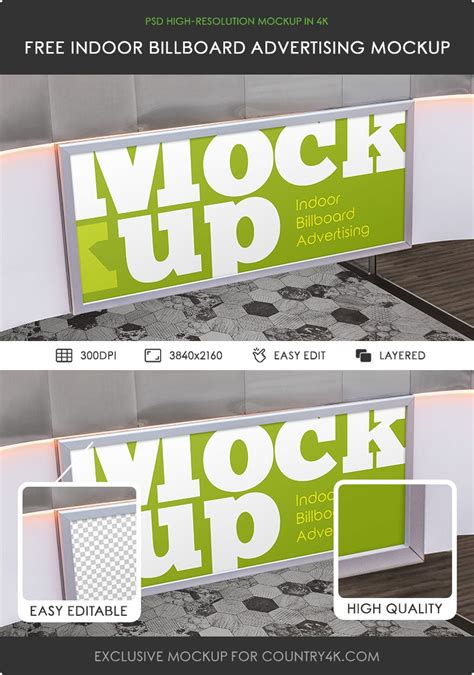 Free Indoor Billboard Advertising MockUp - Country4k