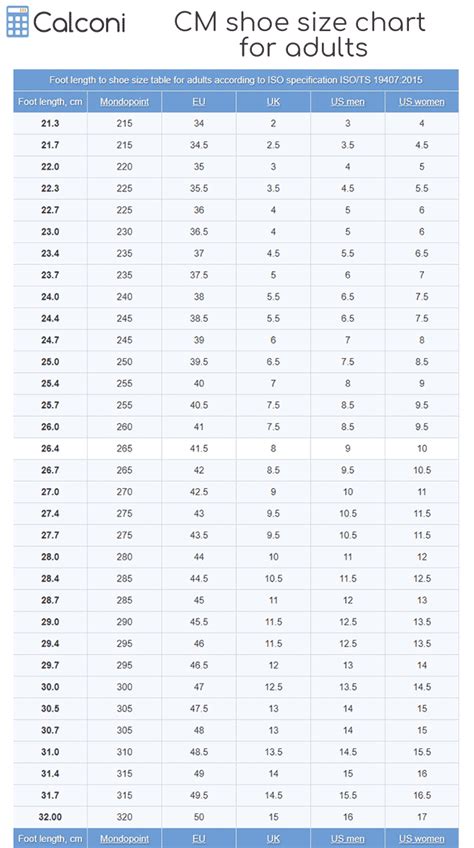 Shoe size in cm - Foot Length - Shoe Size Converter and shoe size chart in cm