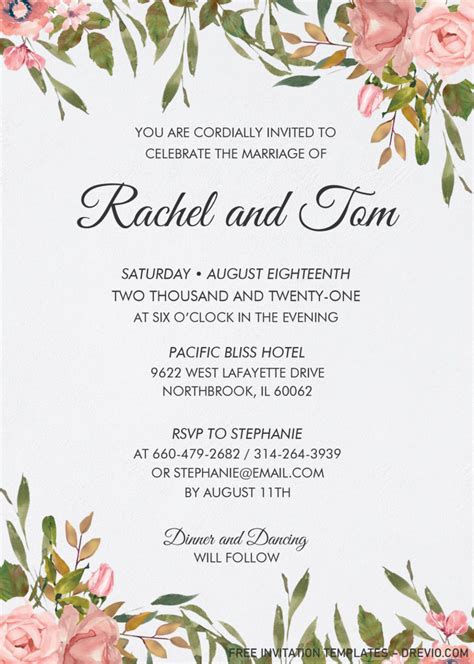 Watercolor Floral Invitation Templates – Editable With MS Word | Download Hundreds FREE ...