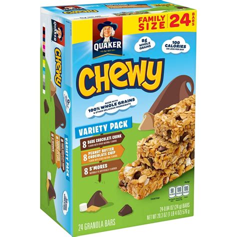 Quaker Chewy Granola Bars Variety Pack, 0.84 oz Bars, 24 Count - Walmart.com - Walmart.com