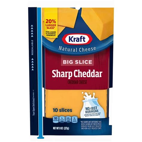 Kraft Natural Cheese Big Slice Sharp Cheddar Cheese Slices 10Ct | Hy-Vee Aisles Online Grocery ...