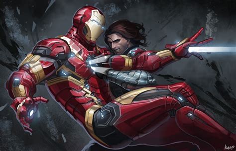 ArtStation - Civil War-fan art Iron Man VS Winter Soldier