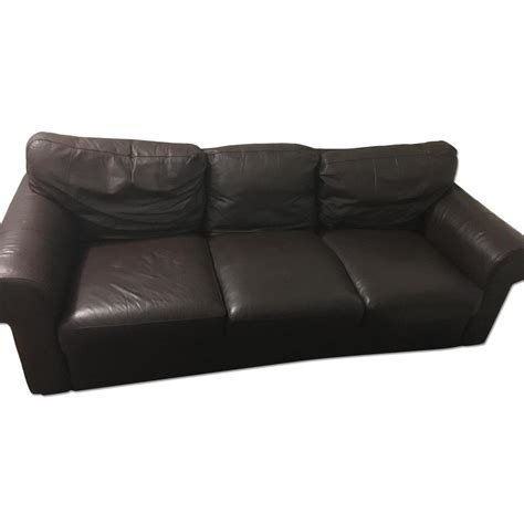 Ikea Brown Leather Couch - AptDeco