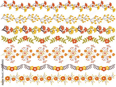 Vector Floral Border Set. Vector Floral Autumn Borders. Stock Vector ...