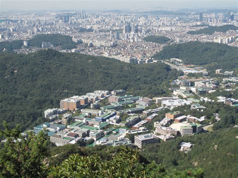 Seoul National University complex, with the sprawling city in the ...