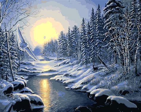 Soothing-Winter-Wilderness-Scene-Acrylic-Paint-by-Numbers-Canvas ...