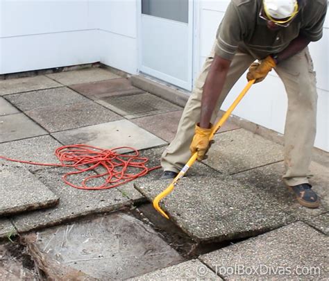 Raising and Leveling Sunken Patio Pavers - ToolBox Divas