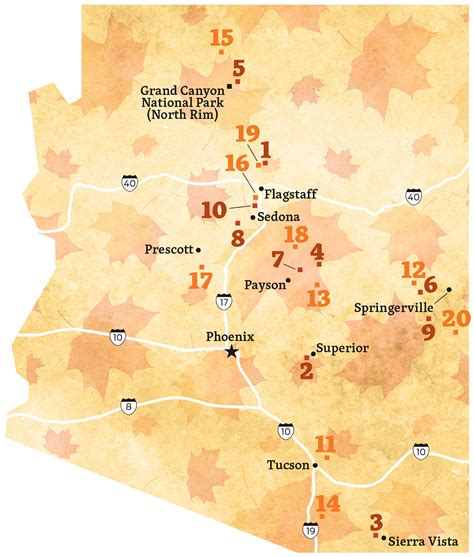 Arizona Fall Foliage Map