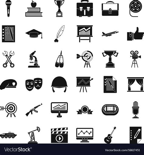 Work for career icons set simple style Royalty Free Vector