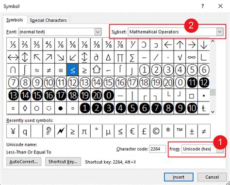 Less than or equal to symbol in word (+ shortcut) - Software Accountant